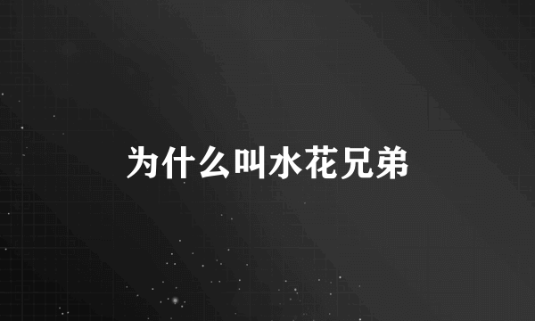 为什么叫水花兄弟