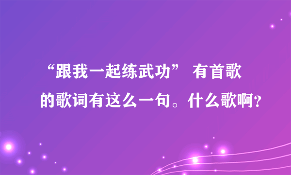 “跟我一起练武功” 有首歌的歌词有这么一句。什么歌啊?
