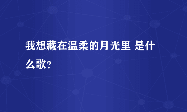 我想藏在温柔的月光里 是什么歌？