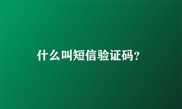什么叫短信验证码？