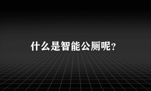 什么是智能公厕呢？