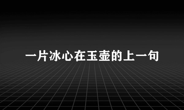 一片冰心在玉壶的上一句
