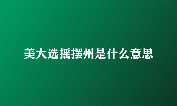 美大选摇摆州是什么意思