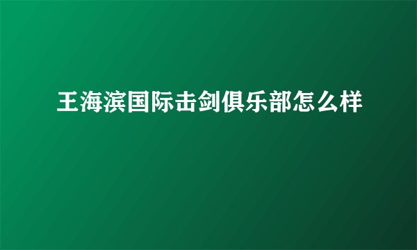 王海滨国际击剑俱乐部怎么样