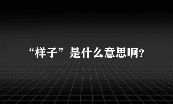 “样子”是什么意思啊？