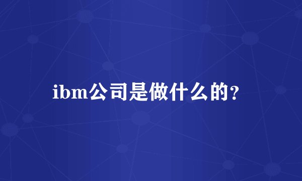 ibm公司是做什么的？