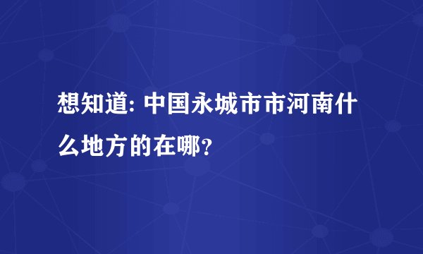 想知道: 中国永城市市河南什么地方的在哪？
