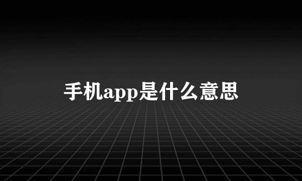 手机app是什么意思