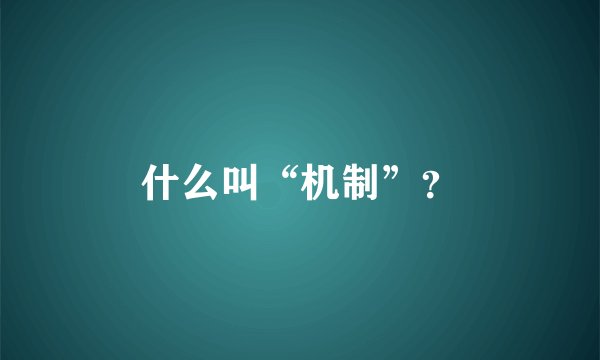 什么叫“机制”？