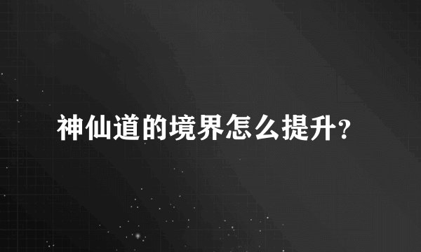 神仙道的境界怎么提升？