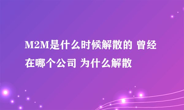 M2M是什么时候解散的 曾经在哪个公司 为什么解散