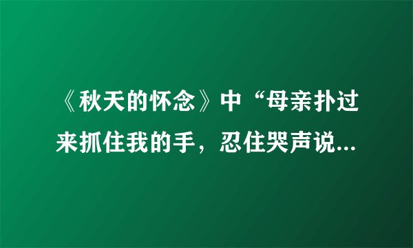 《秋天的怀念》中“母亲扑过来抓住我的手，忍住哭声说。