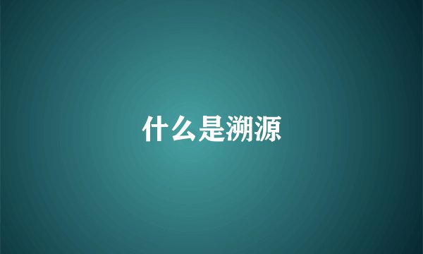 什么是溯源