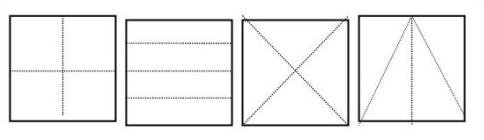 把一个正方形平均分成四份有那几种分法？