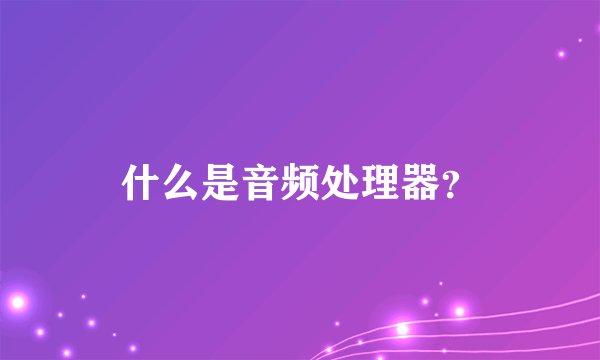 什么是音频处理器？