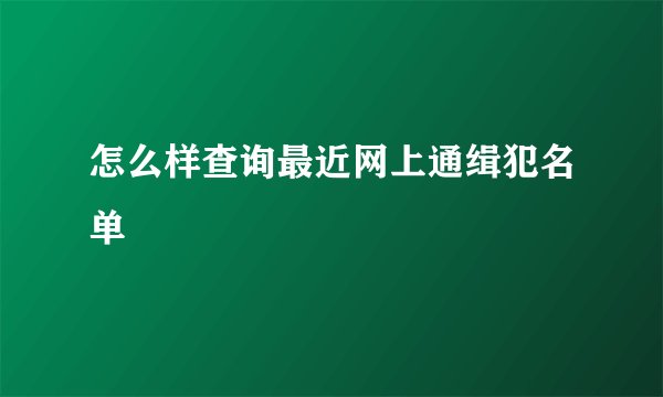 怎么样查询最近网上通缉犯名单