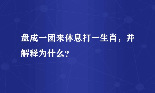 盘成一团来休息打一生肖，并解释为什么？