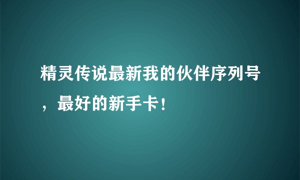 精灵传说最新我的伙伴序列号，最好的新手卡！