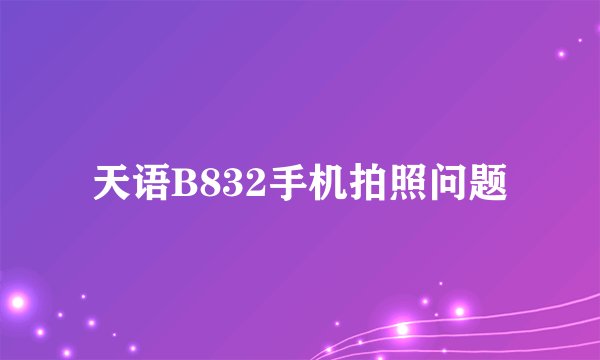 天语B832手机拍照问题
