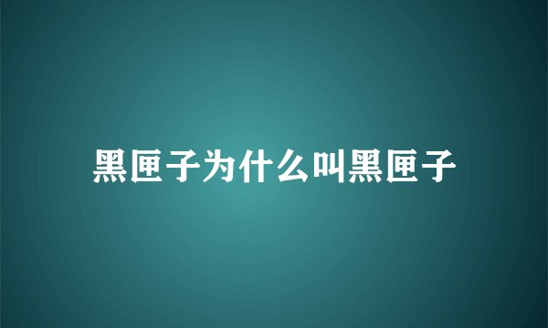 黑匣子为什么叫黑匣子