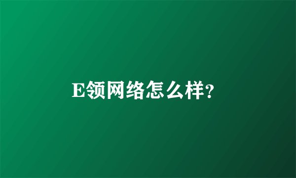 E领网络怎么样？
