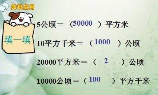 1公顷等于多少平方千米？等于多少平方米？理由是什么？进率又是多少？