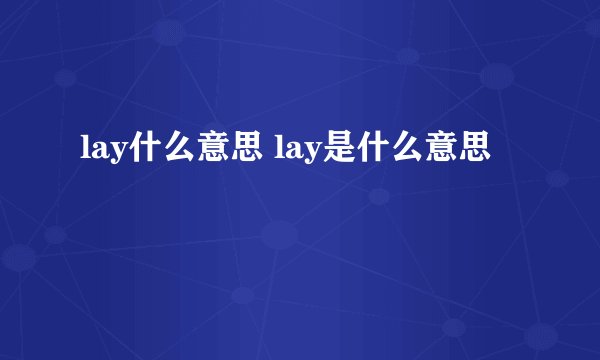 lay什么意思 lay是什么意思