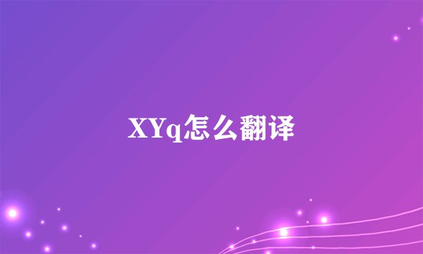XYq怎么翻译