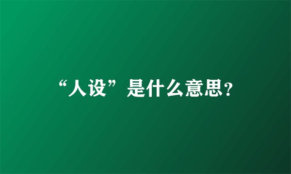 “人设”是什么意思？