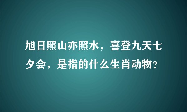 旭日照山亦照水，喜登九天七夕会，是指的什么生肖动物？