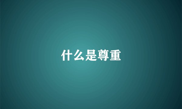 什么是尊重