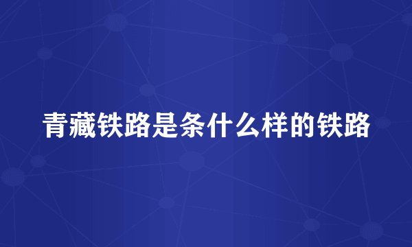 青藏铁路是条什么样的铁路
