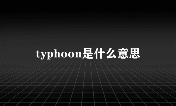 typhoon是什么意思