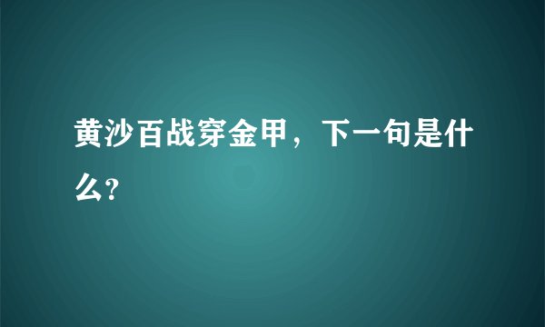 黄沙百战穿金甲，下一句是什么？