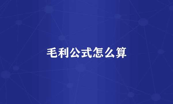 毛利公式怎么算
