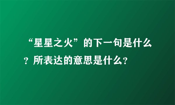 “星星之火”的下一句是什么？所表达的意思是什么？