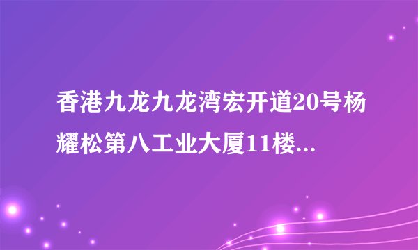 香港九龙九龙湾宏开道20号杨耀松第八工业大厦11楼E室怎么去啊？？？