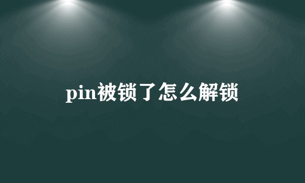 pin被锁了怎么解锁