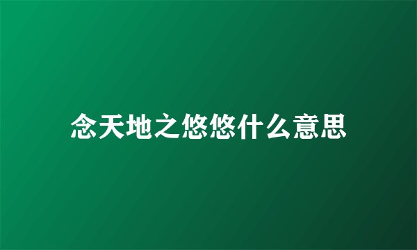 念天地之悠悠什么意思