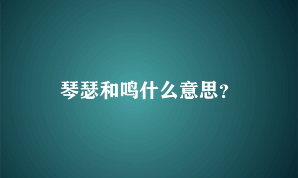 琴瑟和鸣什么意思？