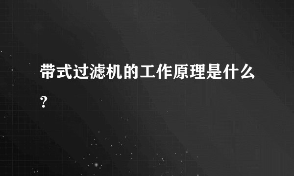 带式过滤机的工作原理是什么？