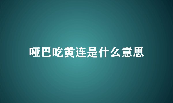 哑巴吃黄连是什么意思