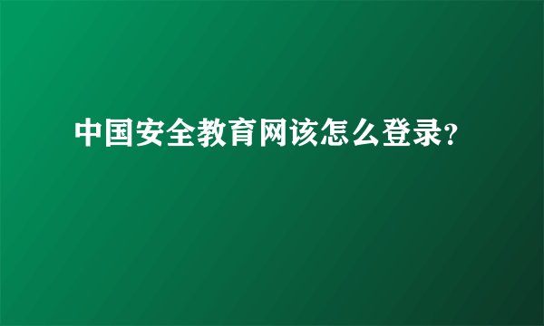 中国安全教育网该怎么登录？