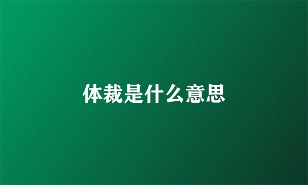 体裁是什么意思