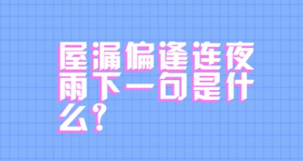 屋漏偏逢连夜雨下一句是什么?