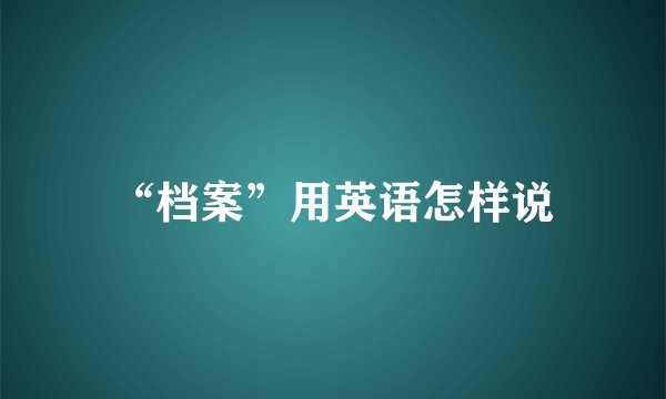 “档案”用英语怎样说
