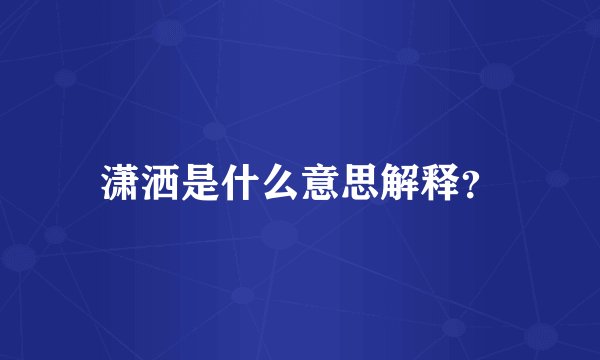 潇洒是什么意思解释？