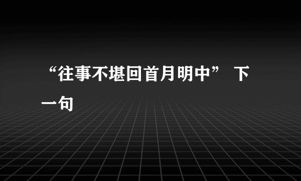 “往事不堪回首月明中” 下一句