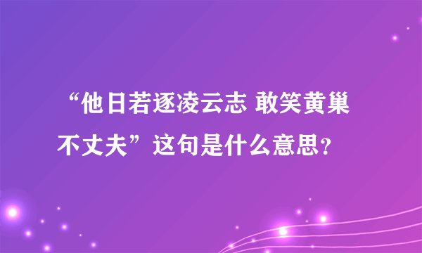 “他日若逐凌云志 敢笑黄巢不丈夫”这句是什么意思？