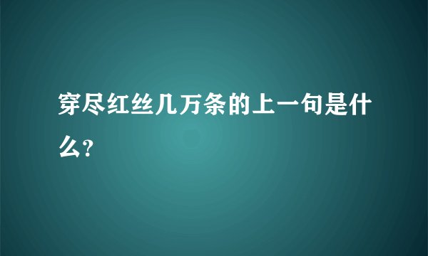 穿尽红丝几万条的上一句是什么？